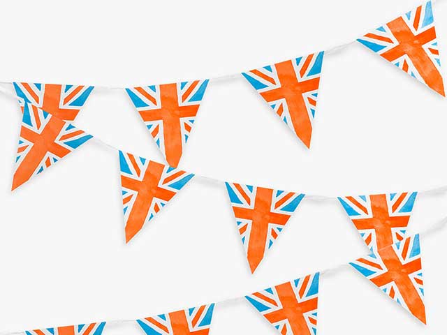 British bunting for the sporting weekend on white background, goodhomesmagazine.com
