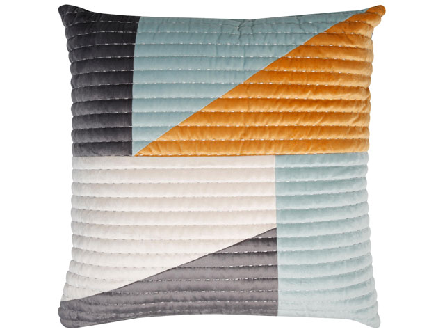 Geometric cushion in gold, blue, white and grey from M&Co