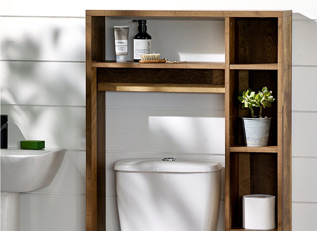 Above toilet bathroom shelf storage