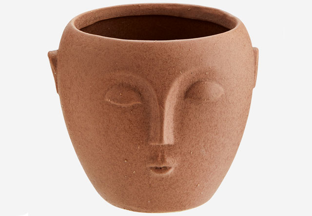 Terracotta face plant pot from £12 at Heavenly Homes & Gardens