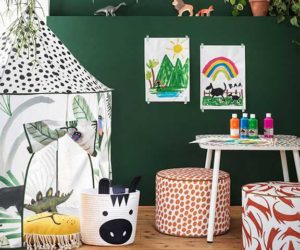 Habitat kid's range playroom with tent, baskets and wild decor