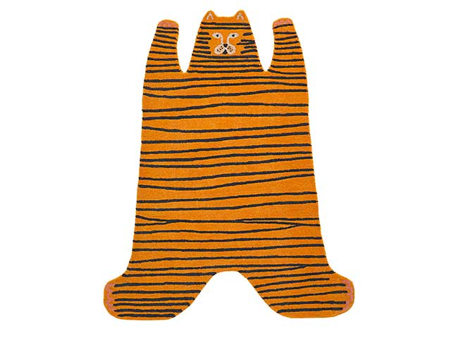 Tiger shaped rug from Habitat kid's range on white background