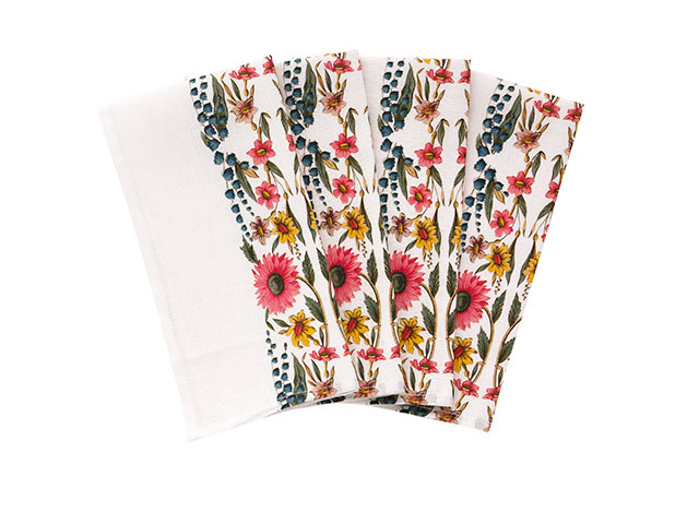 Floral decor napkins on white background