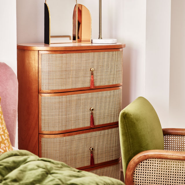 Oliver Bonas rattan chest of drawers