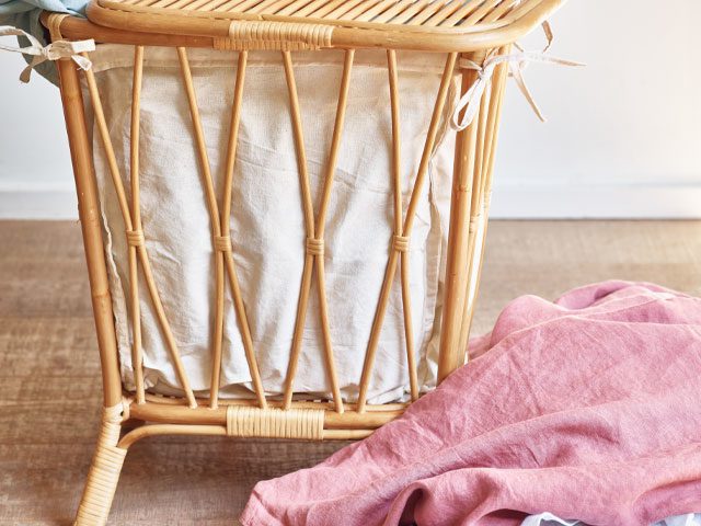 Use rattan in the bathroom with a rattan laundry basket from Oliver Bonas