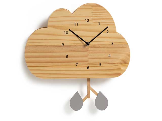 Wooden cloud clock from Habitat kids homeware range on white background