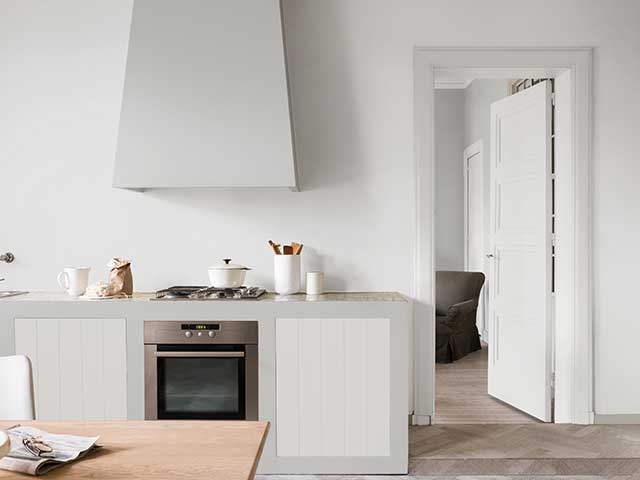 White instagram feature wall in kitchen space