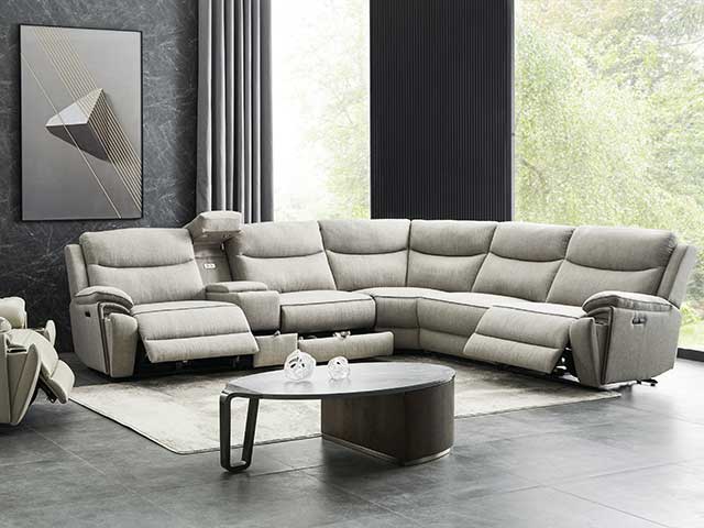 Cream corner DFS Storeaway sofa with built-in drawers and reclining seats