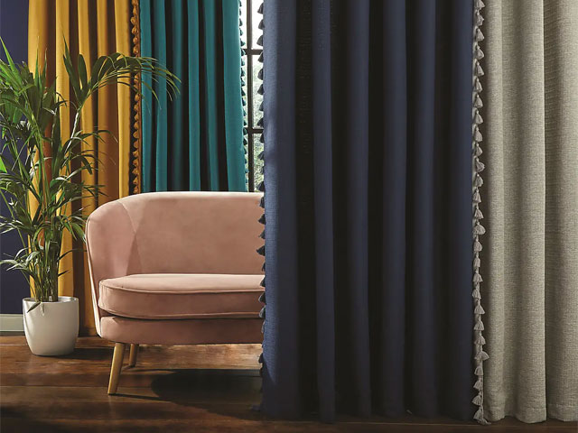 Dunelm tasseled curtains in rich jewel tones