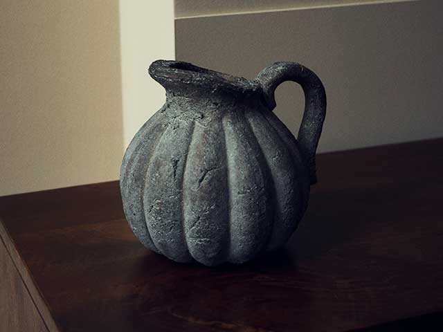 Distressed blue decorative pitcher from Zara Home AW21 collection