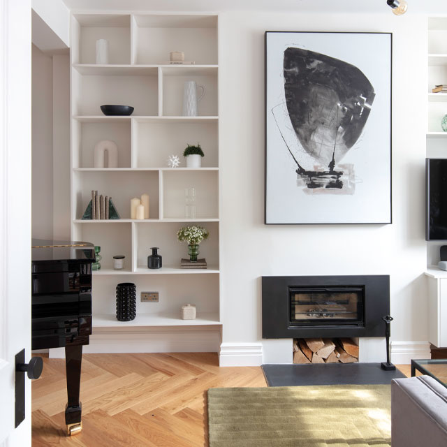Bespoke alcove shelving in a remodelled Edwardian terrace house