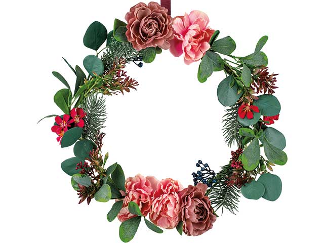 Floral Christmas wreaths on white background