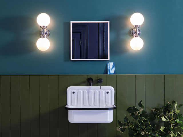 Buckley Bathroom double wall lights, £150 each, David Hunt Lighting