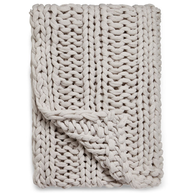 chunky knit throw in natural stone colour from dusk