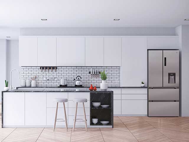 White and shop silver fridge freezer