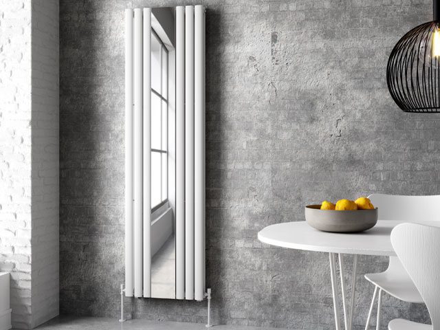 Marseille White double vertical mirror radiator, Bathroom Mountain