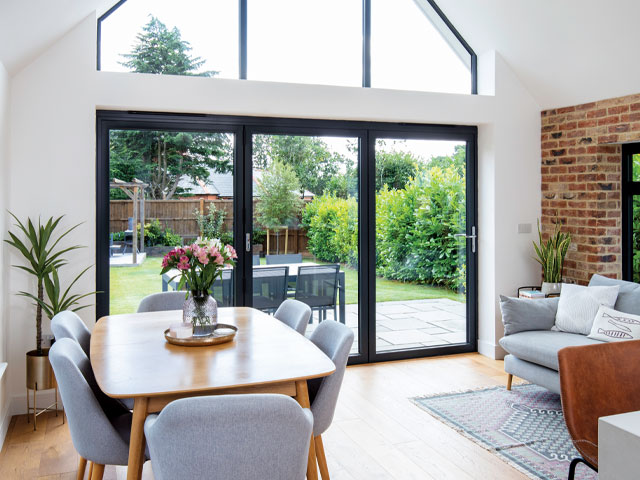 new-build kitchen-diner area opens up onto the garden with bi-fold doors