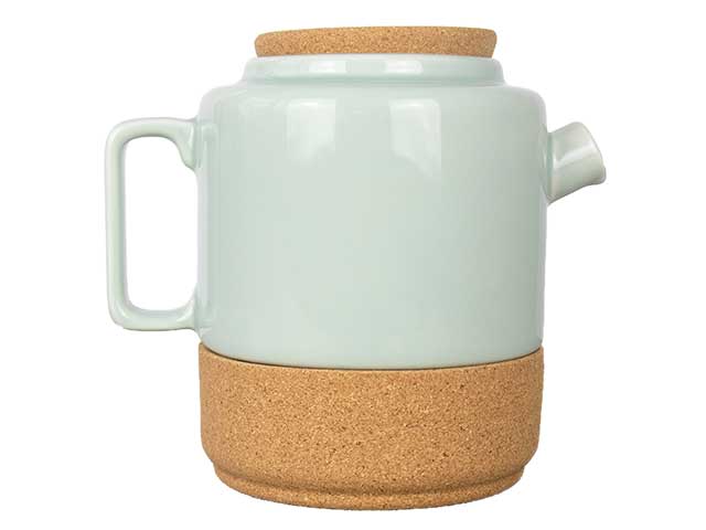 Cork ceramic teapot from sustainable gift guide on white background