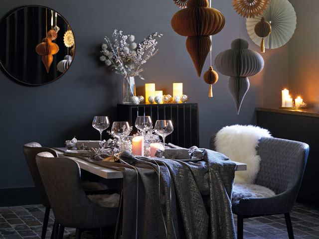 dark, moody christmas tablescape by dunelm