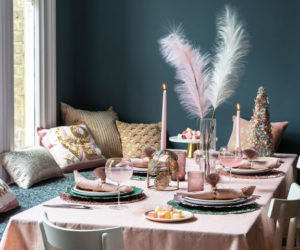 christmas tablescape ideas: opal blush from good homes roomsets at ideal home show