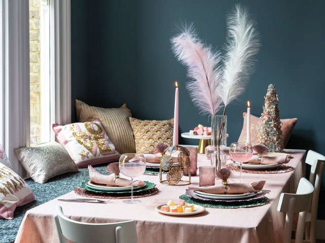 christmas tablescape ideas: opal blush from good homes roomsets at ideal home show