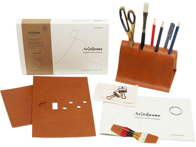 craft gifts: leather pencil pot kit