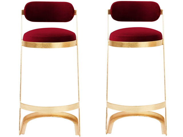 cranberry bar stools with gold legs