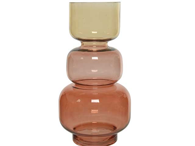 Two rim three tiered amber vase home gift ideas on white background
