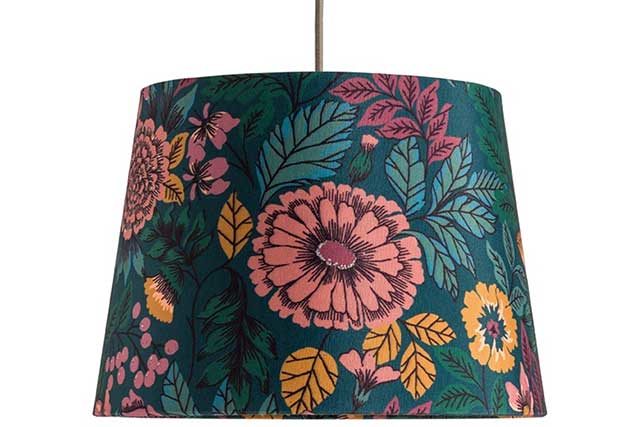 Floral lamp shade on white background