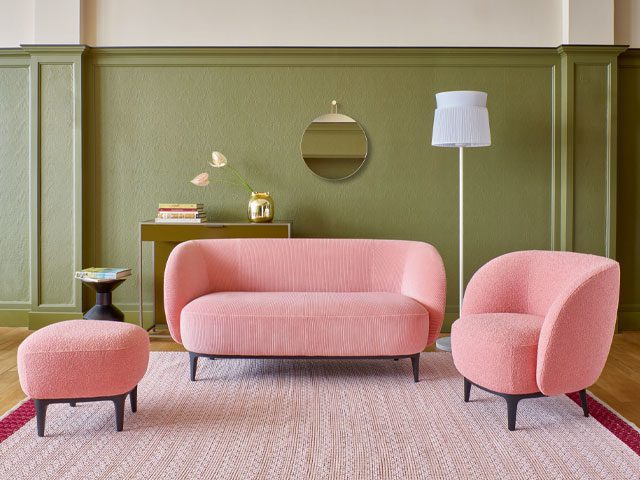 barbiecore pink sofa from ligne roset