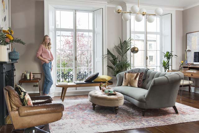 Emma Morris in her Georgian townhouse with California-style decor
