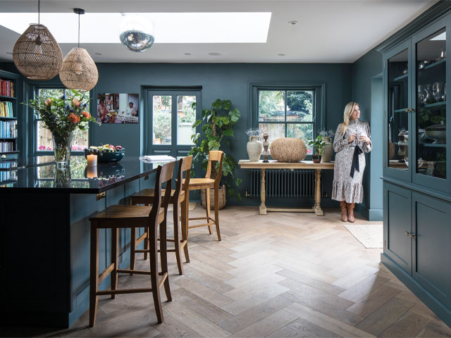 Lara Cross in her new open-plan kitchen