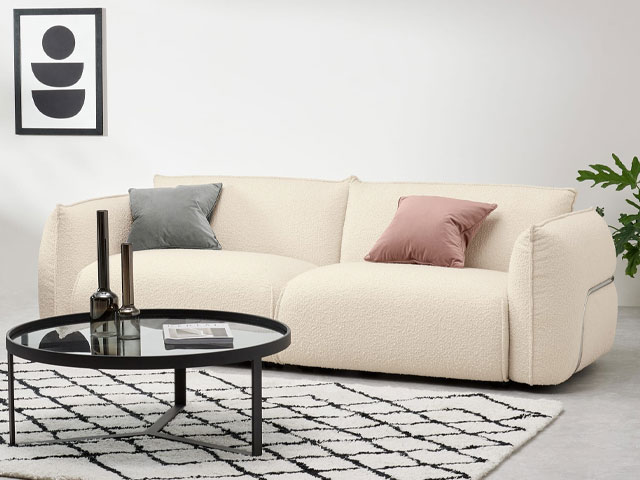 sofa trends: scandi snug boucle sofa from mad about midcentury modern