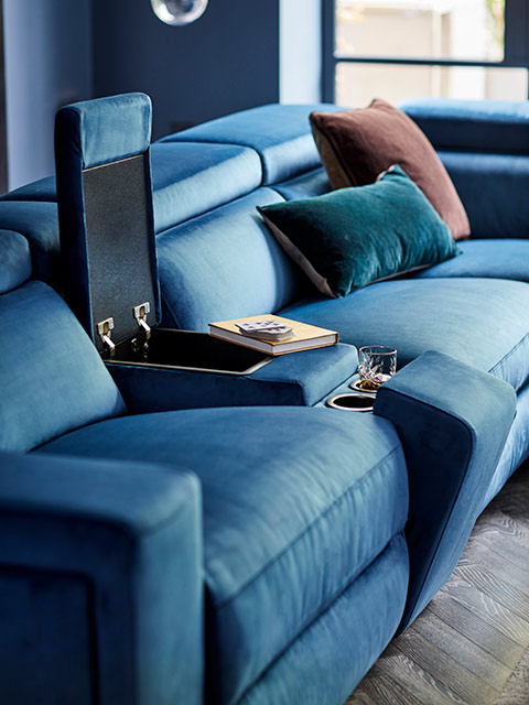 Blue ottoman sofa living room storage