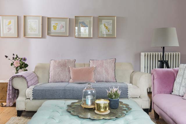 18th century home makeover: living room decorated in pastel shades 