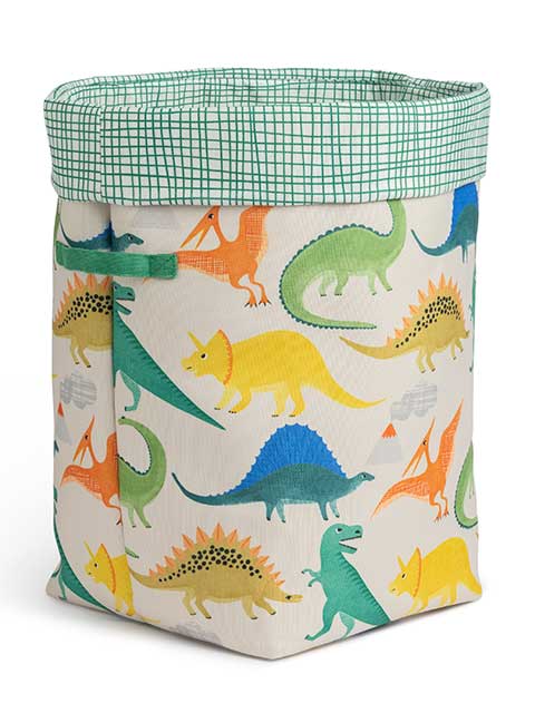 dinosaur bedroom laundry bag with bright coloured dinosaurs