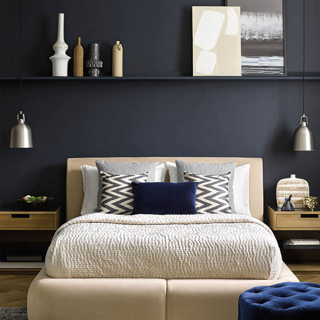 black decor ideas: dark wall paint for dramatic bedroom decor