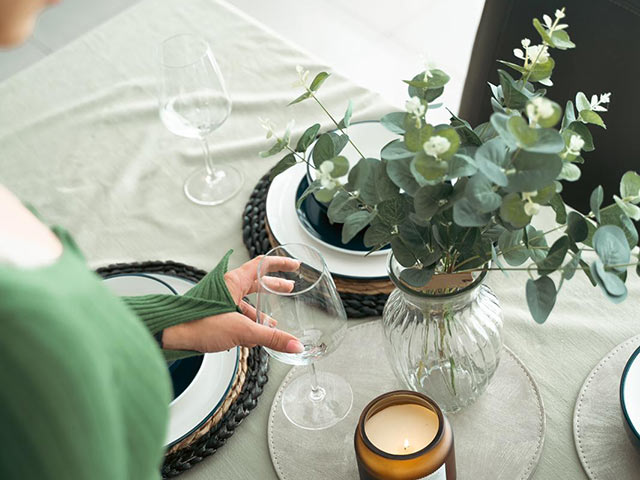 budget friendly tablescape eucalyptus styling