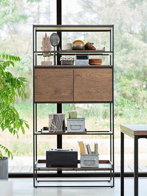 Open bookcase living room storage with black frame