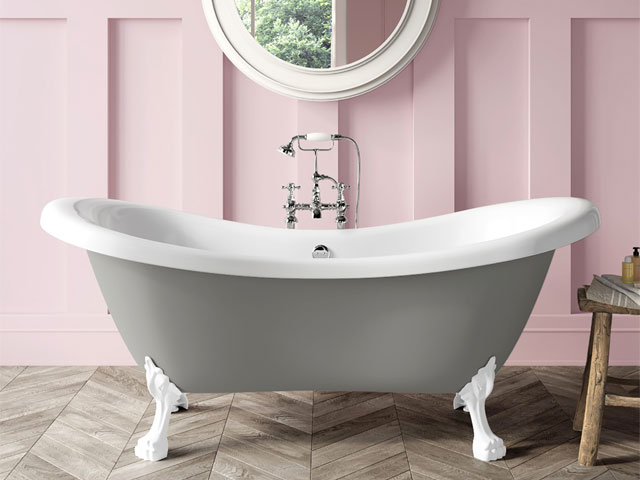 grey slipper bath with white feet from bathroom mountain