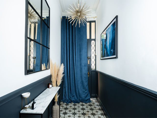 thermal door curtain in blue from Make My Blinds