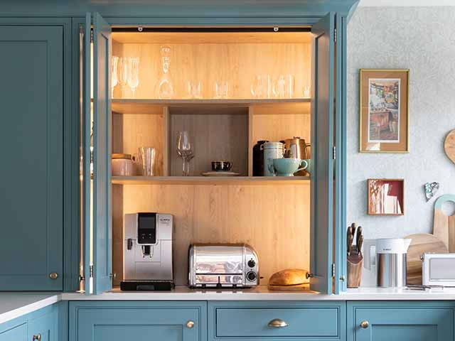 kitchen coffee station in a real home