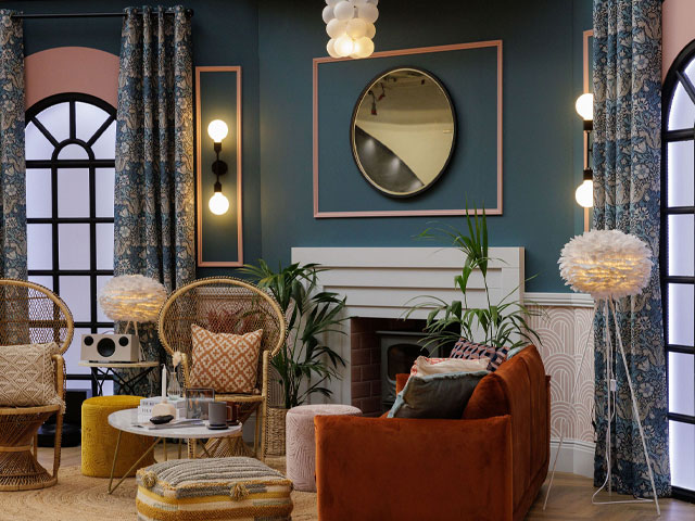 colour trends 2022: teal and pink decor scheme at Ideal Home Show
