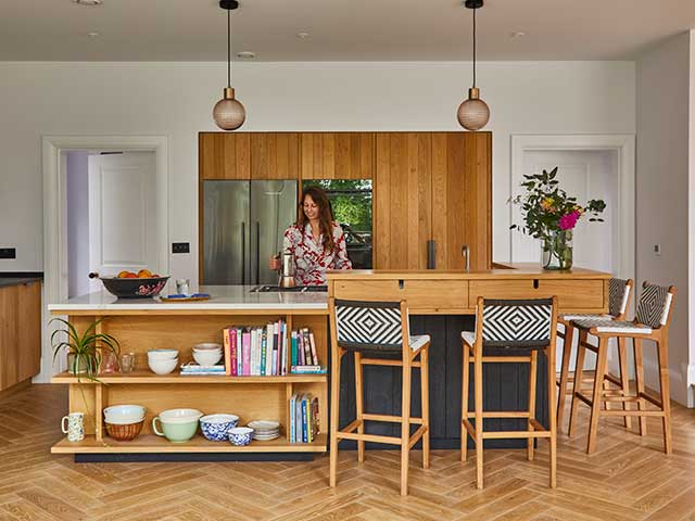 Ella Blackwell in the kitchen of Tunbridge Wells self-build home