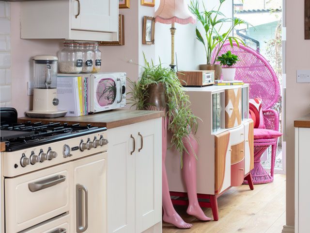 eclectic pink cottagecore decor in a real home