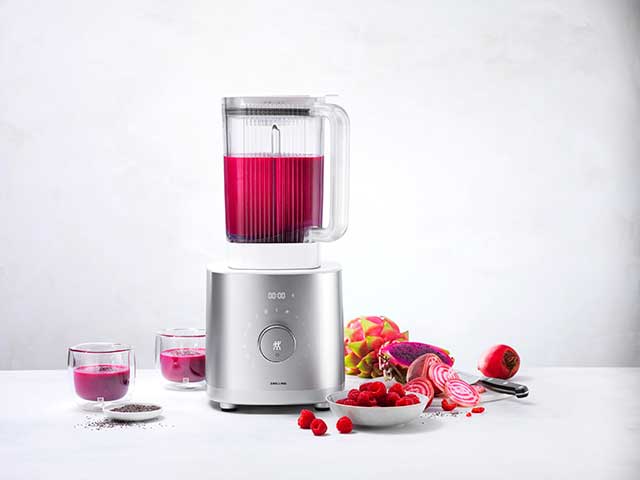 win a blender with red juice and raspberries 