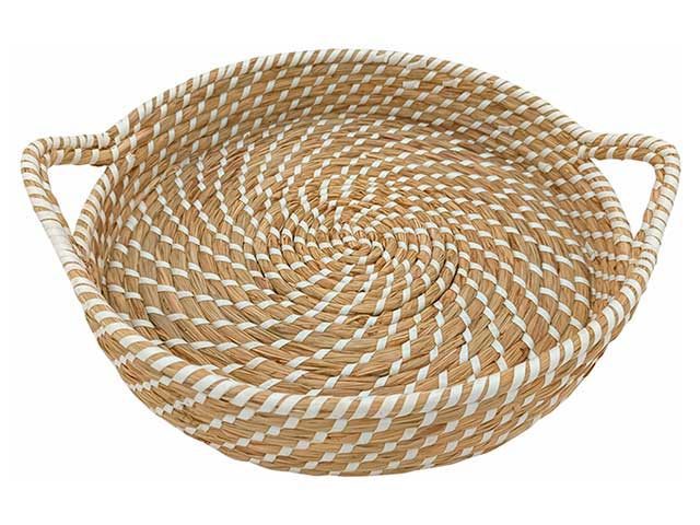 woven tray on white background