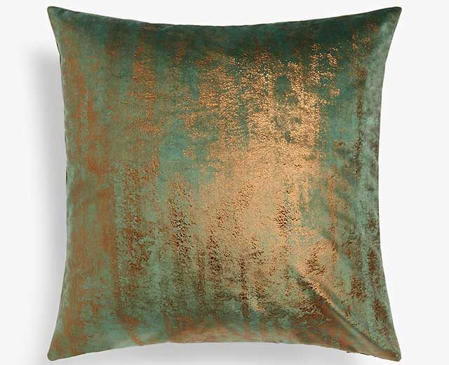 ombre teal cushion gold decor ideas on white background
