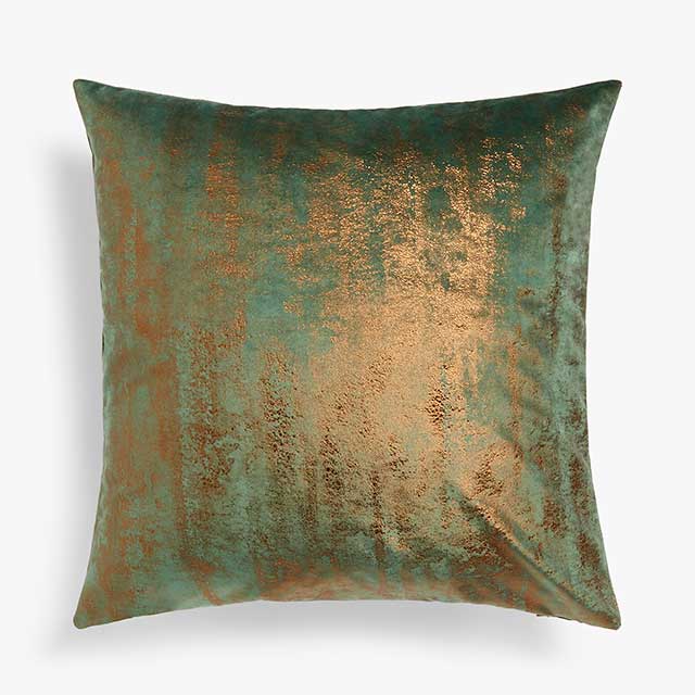 ombre teal cushion gold decor ideas on white background