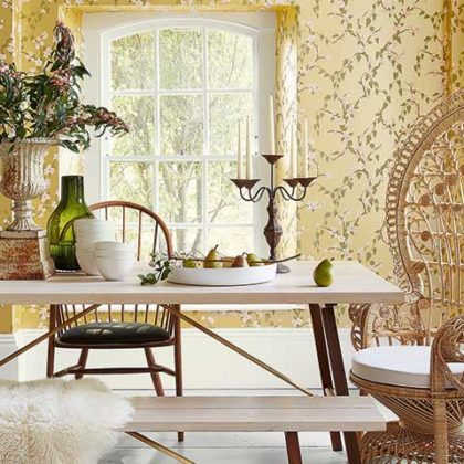 Little Greene gold wallpaper